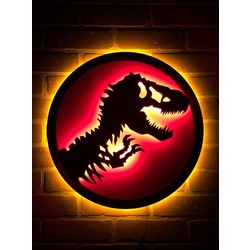 Jurassic Park Illuminated LED Neon Backlit Tyranosaurus Rex Dinosaur Skeleton Silhouette for Mancave