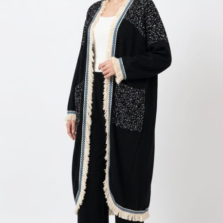 Oversize payet detaylı kimono kap