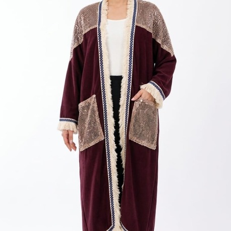 Oversize payet detaylı kimono kap