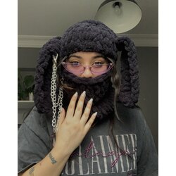 Siyah Peluş Bunny Balaclava