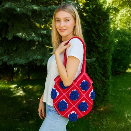 3D Kabartma gül motifli çanta, astarsız