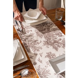 Kahverengi Püsküllü, İngiliz Köylüler Desen 40x140cm Runner