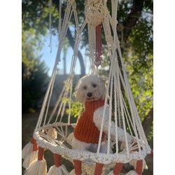 Turuncu Makrome Kedi Yatağı