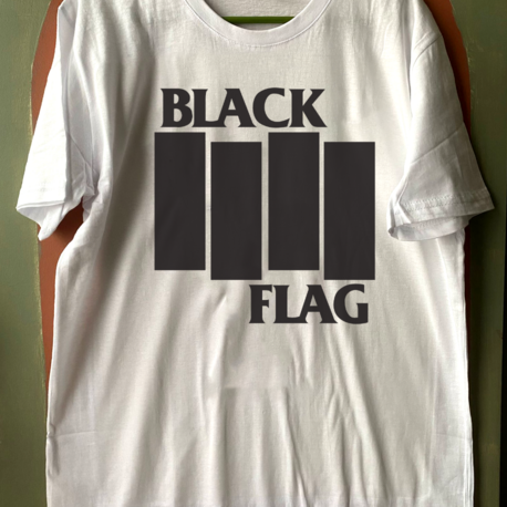 Black Flag - Logo - White- Tshirt (Hardcore punk, punkrock post-hardcore, punk)