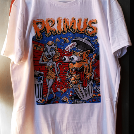 Primus - Say Baby - White Tshirt (alternative, funk, funk metal, experimental rock, progressive)