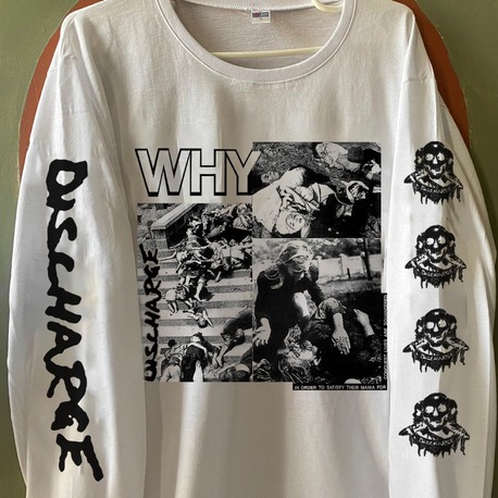 Discharge - Why - White LONGSLEEVE #Tshirt #metal #Thrash #DBeat #Discharge