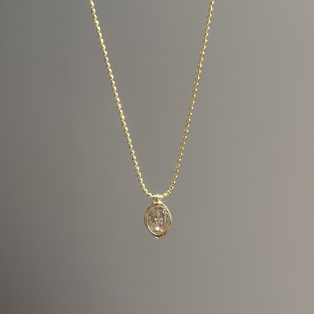 Özel seri oval taşlı mini top zincirli kolye 14K