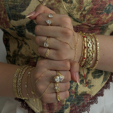 Vintage seri kristal büyük beyaz taşlı yüzük ayarlı