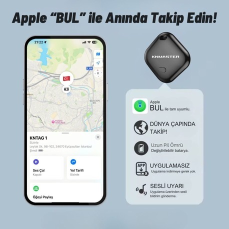 KNMASTER KNTAG 1 – Apple Uyumlu Akıllı Takip Cihazı