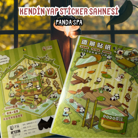 Panda spa temalı sticker yapboz seti