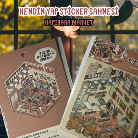 Kapibara Market temalı sticker yapboz seti