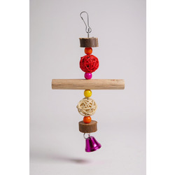 Kuş Oyuncağı | 18 cm Ahşap ve Metal Aksesuarlı Oyuncak | Kuş Kafesi Eğlence Seti