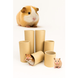 6’lı Doğal Kağıt Tünel Seti – Ginepig, Hamster ve Kemirgenler için Çevre Dostu Oyun Tüneli