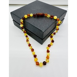 Doğal Baltık Çok Renkli(multicolor) Damla Kehribar Bebek Diş Kolyesi