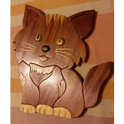 Wood Intarsia Pattern: Cat