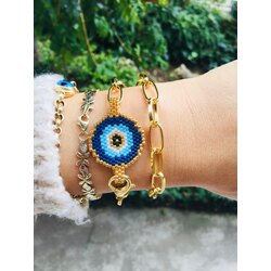 Çift taraflı üç boyutlu miyuki nazar bilekliği