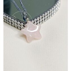 Yıldız Model Pembe Kuvars Kolye