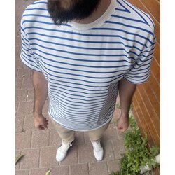 Mavi Çizgili Örme Kumaş 