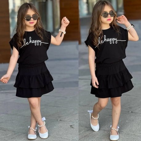 kız çocuk be happy siyah fırfır etekli takım