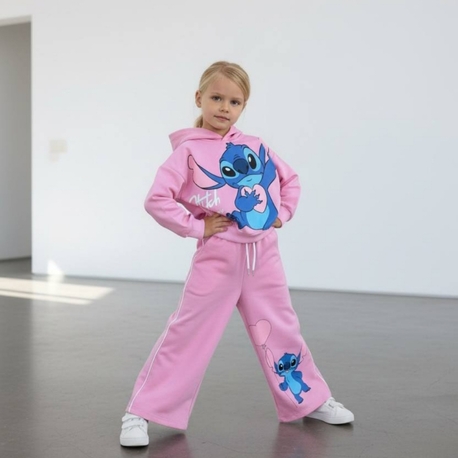 kız çocuk stitch iki iplik kapüşonlu alt üst takım