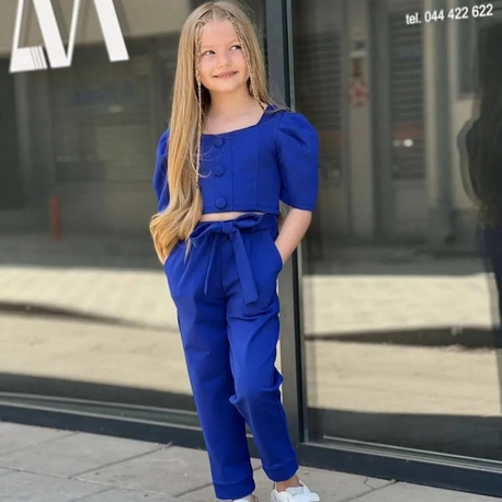 kız çocuk crop şık pantalonlu takım