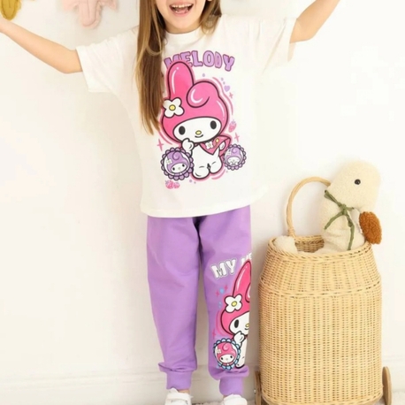 kız çocuk kuromi mymelody kısa kollu takım