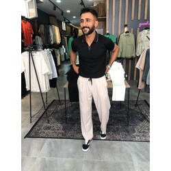yaka fermuarlı triko tişört