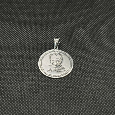 925 Ayar Gümüş Atatürk Portre ve İmza Erkek Kolye