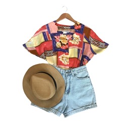 Yaka Detay Vintage Dönem Kadın Kısa Kol Gömlek- Made in Spain