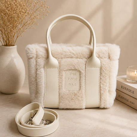 Totebag peluş beyaz çanta✨