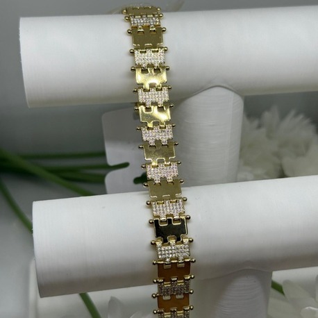 Gold Ve Mini Taş Detaylı 14K 316L Staınless Steel LUXURY 