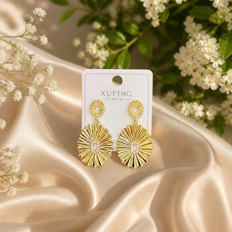 Parıltılı gold küpe ✨