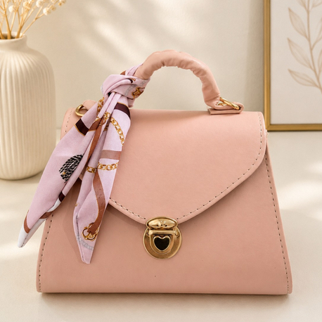 Toz Pembe Fular Aksesuarlı Çanta✨