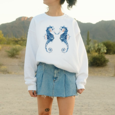 Deniz Atları Tasarım Sweatshirt