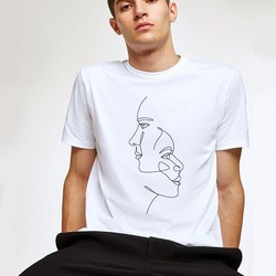 Çizgisel Kadın ve Erkek Tasarım Tshirt