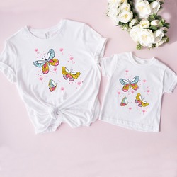 Kelebekler Anne Ve Kızı Tasarım Kombin Tshirt (adet Fiyattır)