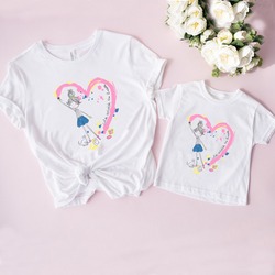 Kalp Çi̇zen Kız Tasarım Anne-kız Kombin Tshirt (adet Fiyattır)
