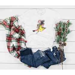Kuş ve çiçek detaylı tasarım tshirt