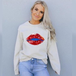 Dudak Desenli Tasarım Sweatshirt