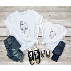 Çizgisel Köpek Ebeveyn Çocuk Kombin Tshirt (Adet)