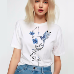 Kuş ve Çiçekler Tshirt (Tattoo koleksiyonu)