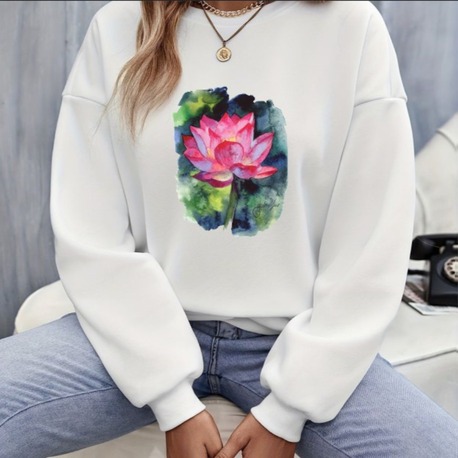 Nilüfer Çiçeği Tasarım Sweatshirt