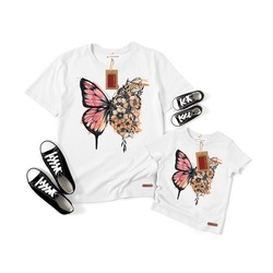 Kelebekli Anne & Kızı Kombin Tshirt