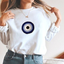 Nazar Boncuğu Nakışlı Tasarım Sweatshirt