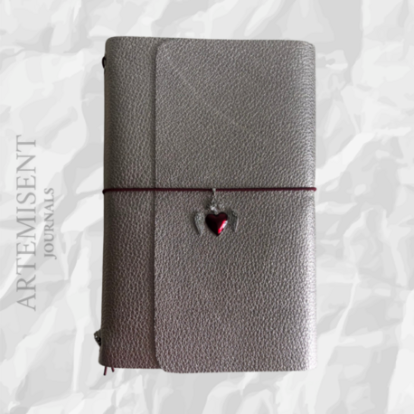 Parlak Gümüş Gerçek Deri Defter Kılıfı