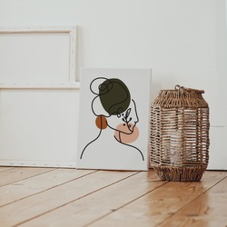 Face Line Art Yüksek Çözünürlüklü Baskıya Hazır Tasarım