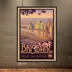 Brisbane Şehir Manzarası ve Köprü Gün Batımı