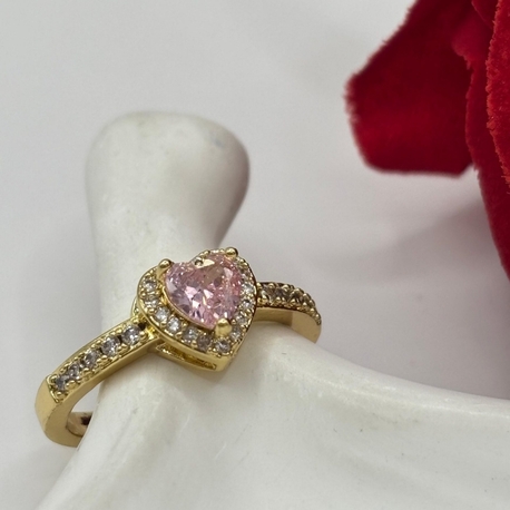 Kalpli Ayarlanabilir Pembe Taşlı Yüzük