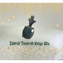 Zümrüt Gümüş Tasarım Kolye ucu