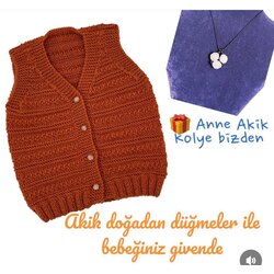 Akik düğmeli yelek ve anne kolye